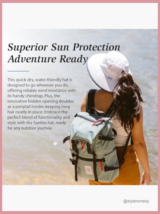 UPF 50+ Packable Ponytail Bucket Sun Hat with Chin Strap main image 5